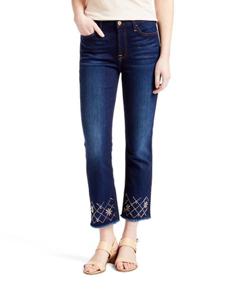 Jen7 by 7 For All Mankind Hudson Skinny Ankle Jeans NWT Gold Embroidery 0 4 10